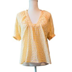 Never A Wallflower Elegant Yellow and Pink Lightweight Blouse Size Small